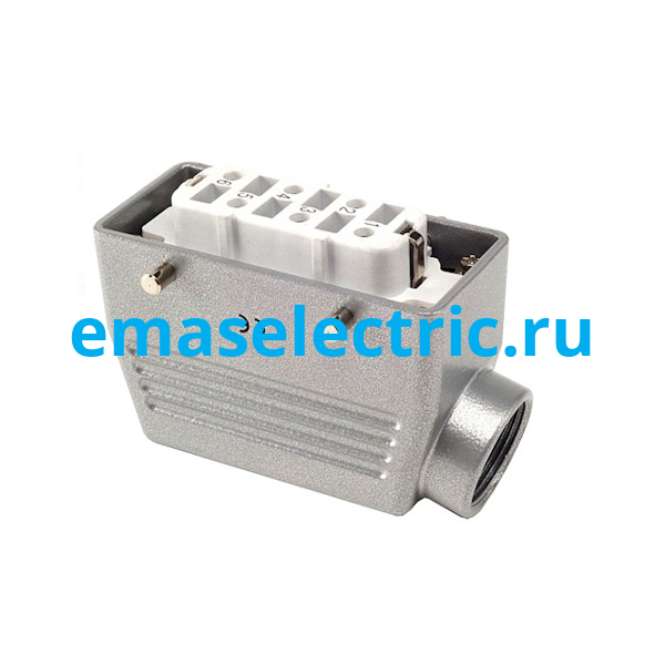 EBM606PU10 Кожух с гнездом металлический, 6 полюсов, 35A, боковой ввод (PG 21), IP65 EBM606PU10 Кожух с гнездом металлический, 6 полюсов, 35A, боковой ввод (PG 21), IP65