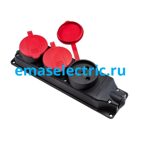 EKS325PG30 Розетка в резиновом корпусе трёхместная 3 x (3 x 25)A, настенное крепление EKS325PG30 Розетка в резиновом корпусе трёхместная 3 x (3 x 25)A, настенное крепление