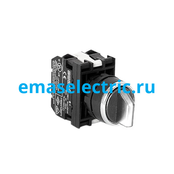 B131SL30B Переключатель Ø22мм. (II-0-I) 60° с фиксацией, белый (1НО+1НО) с блок-контактом подсветки без лампы