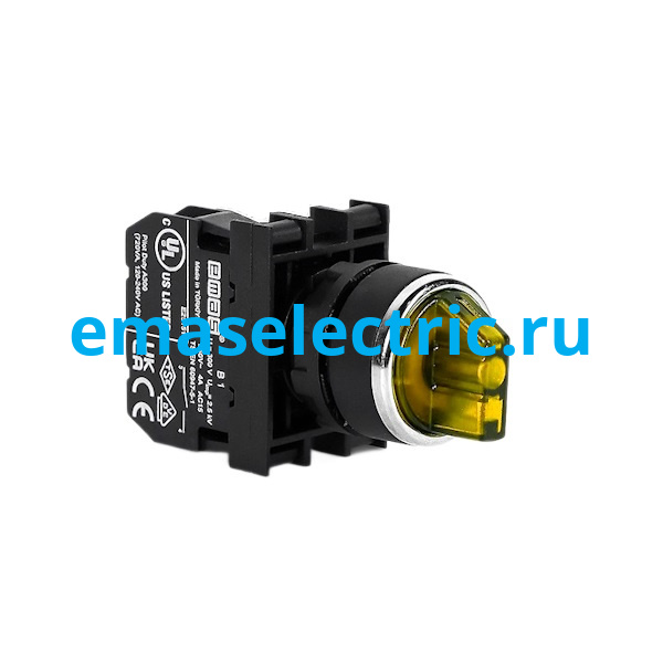 B100SL21S Переключатель Ø22мм. (0-I) 60° без фиксации, желтый (1НО)