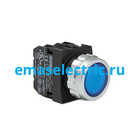 H102DM Кнопка (1НО+1НЗ), синий цвет, серия H (30мм) (250В AC, 4А), IP50