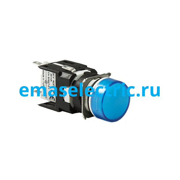 D070YXM Сигнальная арматура с блоком подсветки D7 (синий светодиод, 24В AC/DC), синий цвет, серия D, IP50
