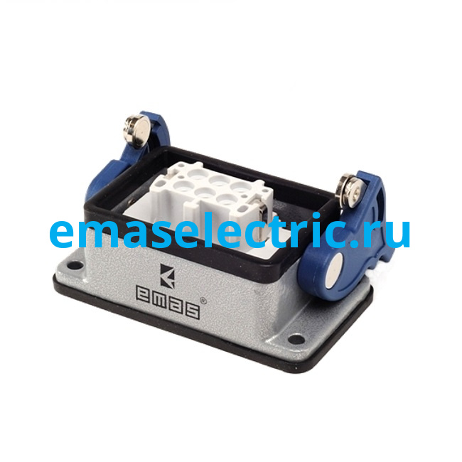 EBM06PM42 Кожух с гнездом (монтаж на перегородке) металлический, 6 полюсов, 16A, нижний ввод, IP65