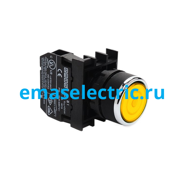 B200FS Кнопка с фиксацией (1НЗ), жёлтый цвет, серия B (250В AC, 4А), IP50 B200FS Кнопка с фиксацией (1НЗ), жёлтый цвет, серия B (250В AC, 4А), IP50