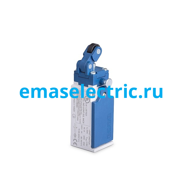 L5K13MIP311R Концевой выключатель, привод однонаправленный пластиковы ролик 14мм с угловым действием, с фиксацией (1НЗ+1НО, мгновенное сраб.), серия L5, пластиковый корпус (240В AC, 3А), IP65