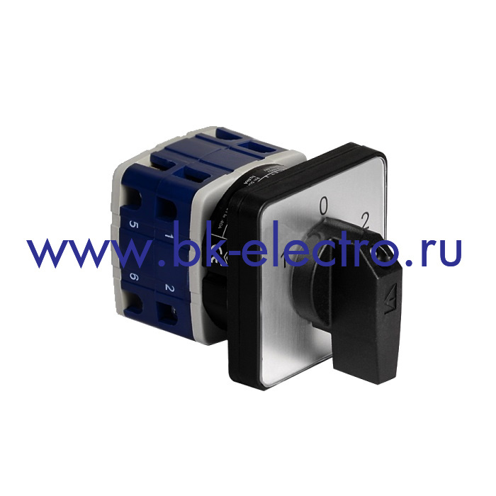 PSA032KD234S Переключатель полюсов реверсивный 32А, 2 полюса (1-0-2) 60° 64*64