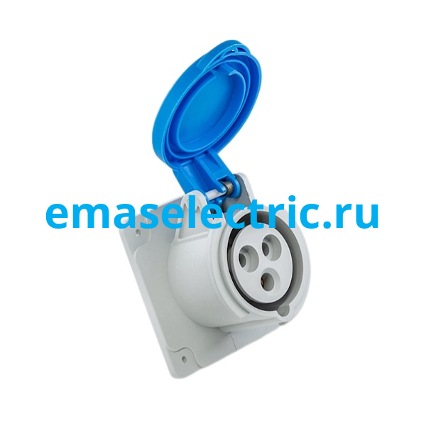ECE316V4PM Корпус с гнездом, монтаж на перегородке 3*16 A (2P+E), стандарт CEE NORM, винтовое подключение (200-250В AC), IP44