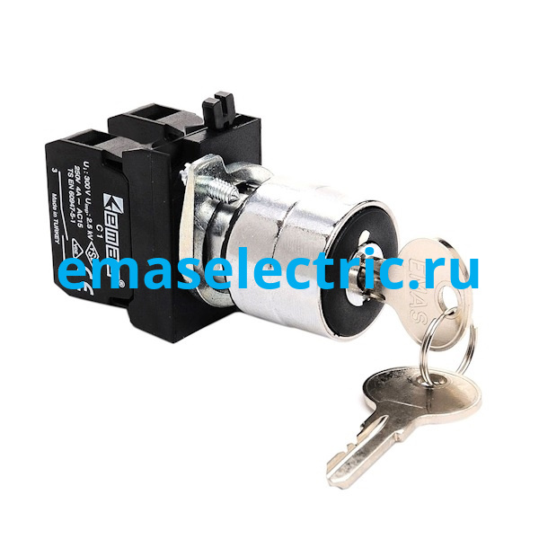 CM102AA20 Селекторный переключатель с ключом Ø22 мм. в металл. корпусе (0-I) с фикусацией, ключ выним. в полож. 0 (1НО+1НЗ) IP65 CM102AA20 Селекторный переключатель с ключом Ø22 мм. в металл. корпусе (0-I) с фикусацией, ключ выним. в полож. 0 (1НО+1НЗ) IP65