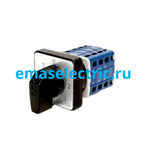 PSA063KS127S Переключатель многоступенчатый 63А (0-7), 1 полюс, рамка 64х64мм, угол поворота 45°,400В AC, IP54