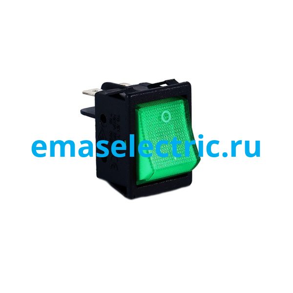A14B1Y11 Тумблер клавишный 30*22мм. (0-1) зеленый с подсветкой (2НО)