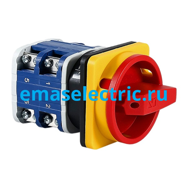 PSA080AK441E Переключатель двухпозиционный аварийный 80А (0-1) 90˚, 4 полюса, рамка 64х64мм. 400В AC, IP54