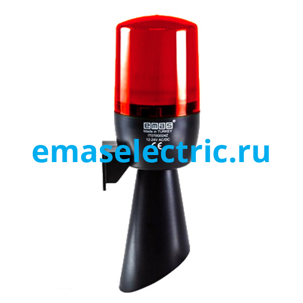 IT070R024Z Сигнальная колонна маячкового типа с зуммером (звуковой рожок), красный цвет, 12-24В AC/DC, IP65