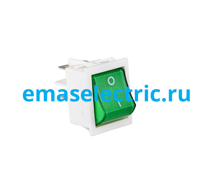 A14W1Y11 Тумблер клавишный 30*22мм. (0-1) зеленый с подсветкой (2НО)