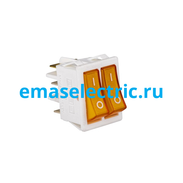 A12W1S11 Выключатель 30*22 мм. с двумя клавишами (0-1) желтый с подсветкой (1НО+1НО) A12W1S11 Выключатель 30*22 мм. с двумя клавишами (0-1) желтый с подсветкой (1НО+1НО)