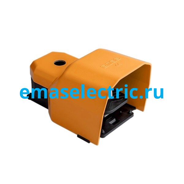 PDKA11GX10T Педаль одиночная, 2x(1НО+1НЗ), с защитным кожухом (алюминий) оранжевого цвета, основание для рукояти (250В AC, 4А), IP65