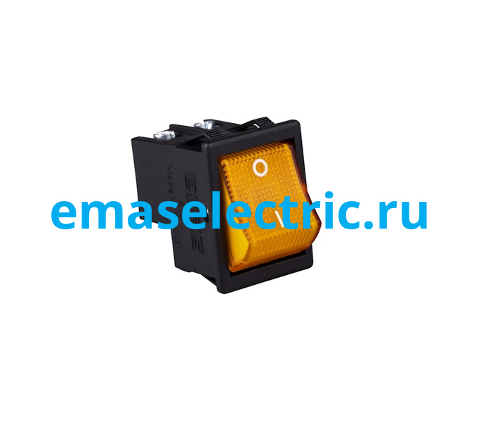 A14B6S11 Тумблер клавишный 30*22мм.(0-1) желтый с подсветкой (2НО) с защищенным винтом
