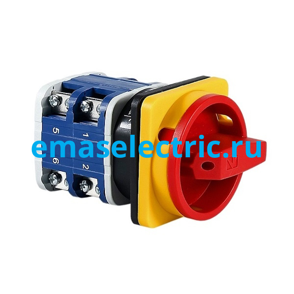 PSA050AK341E Переключатель двухпозиционный аварийный 50А (0-1) 90˚, 3 полюса, рамка 64х64мм, 400В AC, IP54