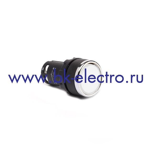 MB100FB Кнопка нажимная моноблочная, круглая Ø22мм. белая, с фиксацией (1НО) IP50