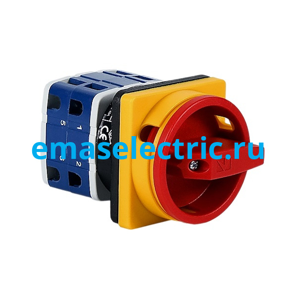 PSA032AK441E Переключатель двухпозиционный аварийный 32А (0-1) 90˚, 4 полюса, рамка 64х64мм, 400В AC, IP54