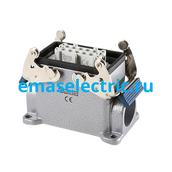 EBM10PD17 Кожух с гнездом металлический, 10 полюсов, 16A, боковой ввод (PG 16), фиксаторы металл, IP65