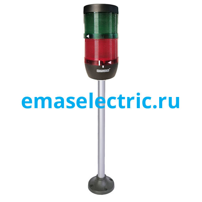 IK72L024XM05 Сигнальная колонна 70мм, одноцветная (красный, зеленый цвет), светодиод LED, алюм. патрубок 500мм. с основанием, 24В AC/DC, IP40