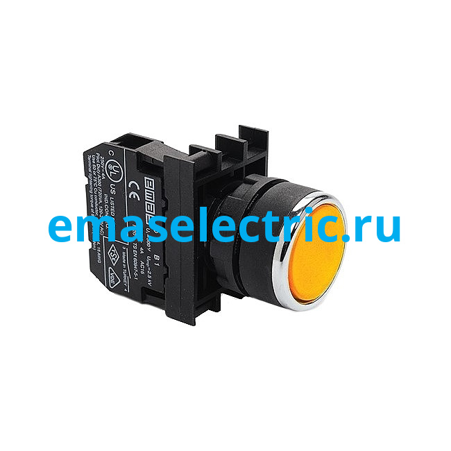 B100DS Кнопка (1НО), жёлтый цвет, серия B (250В AC, 4А), IP50 B100DS Кнопка (1НО), жёлтый цвет, серия B (250В AC, 4А), IP50