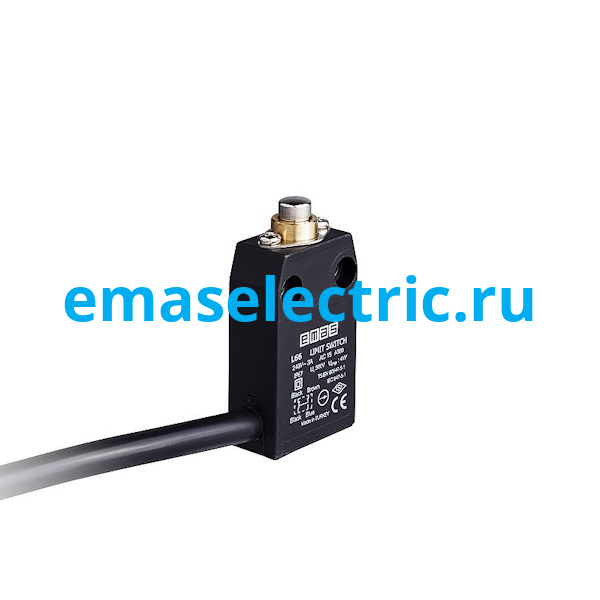 L66K13PUM211 Концевой выключатель, привод металлический плунжер (1НЗ+1НО, мгновенное сраб.), серия L66, пластиковый корпус (240В AC, 3А), IP67 L66K13PUM211 Концевой выключатель, привод металлический плунжер (1НЗ+1НО, мгновенное сраб.), серия L66, пластиковый корпус (240В AC, 3А), IP67
