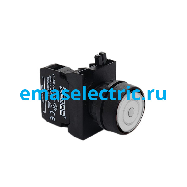 CP100FB Кнопка с фиксацией (1НО), белый цвет, серия CP (250В AC, 4А), IP65