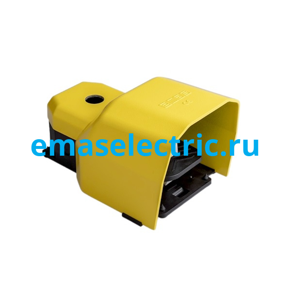PDKA11BX10 Педаль одиночная, 1НО+1НЗ, с защитным кожухом (алюминий) жёлтого цвета, основание для рукояти (250В AC, 4А), IP65