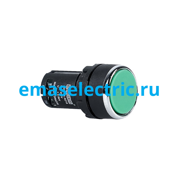 MB100DY Кнопка моноблочная (1НО), зелёный цвет, серия MB (240В, 0,3А), IP50