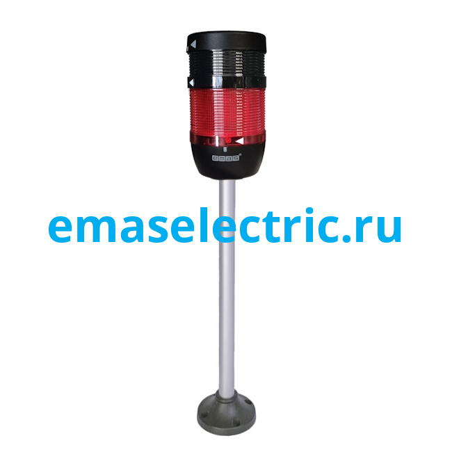 IK71L024ZM02 Сигнальная колонна 70мм, одноцветная (красный цвет), с зуммером 90dB, светодиод LED, алюм. патрубок 20мм. с основанием, 24В AC/DC, IP40