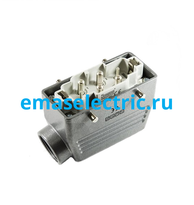 EBM606FU10 Кожух со штепселем металлический, 6 полюсов, 35A, боковой ввод (PG 21), IP65