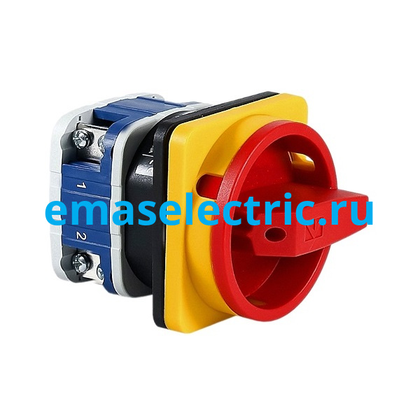 PSA080AK241E Переключатель двухпозиционный аварийный 80А (0-1) 90˚, 2 полюса, рамка 64х64мм, 400В AC, IP54