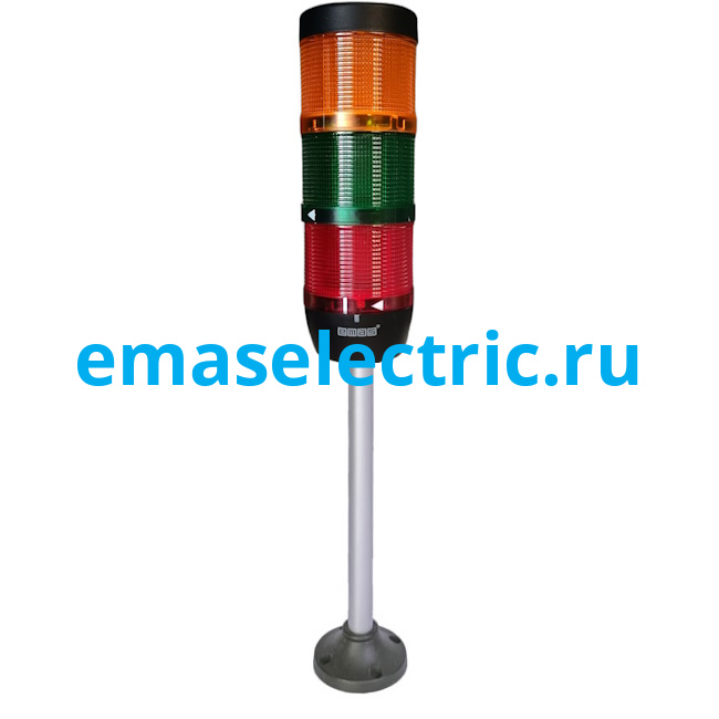 IK73L024XM05 Сигнальная колонна 70мм, одноцветная (красный, зеленый,  цвет), светодиод LED, алюм. патрубок 500мм. с основанием, 24В AC/DC, IP40