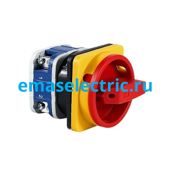 PSA050AK241E Переключатель двухпозиционный аварийный 50А (0-1) 90˚, 2 полюса, рамка 64х64мм, 400В AC, IP54