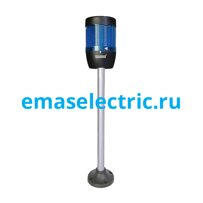 IK71L024XM05M Сигнальная колонна 70мм, одноцветная (синий цвет), светодиод LED, алюм. патрубок 500мм. с основанием, 24В AC/DC, IP40