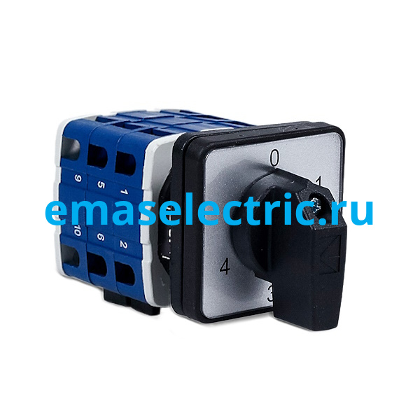 PSA050KS134S Переключатель многоступенчатый 50А (0-4), 1 полюс, рамка 64х64мм, 400В AC, IP54