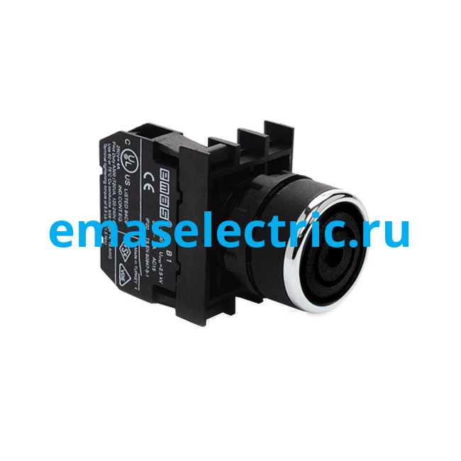 B100FH Кнопка с фиксацией (1НО), чёрный цвет, серия B (250В AC, 4А), IP50