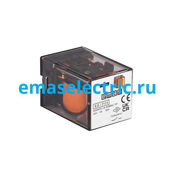 RE1P08AC220 Реле промышленное 8 выводов, 230В AC, 2 переключающих контакта