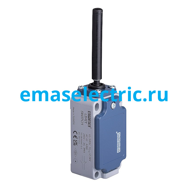 L52K13ROP101 Концевой выключатель, привод пластиковый стержень (1НЗ+1НО, мгновенное сраб.), серия L52, металлический корпус (240В AC, 3А), IP65