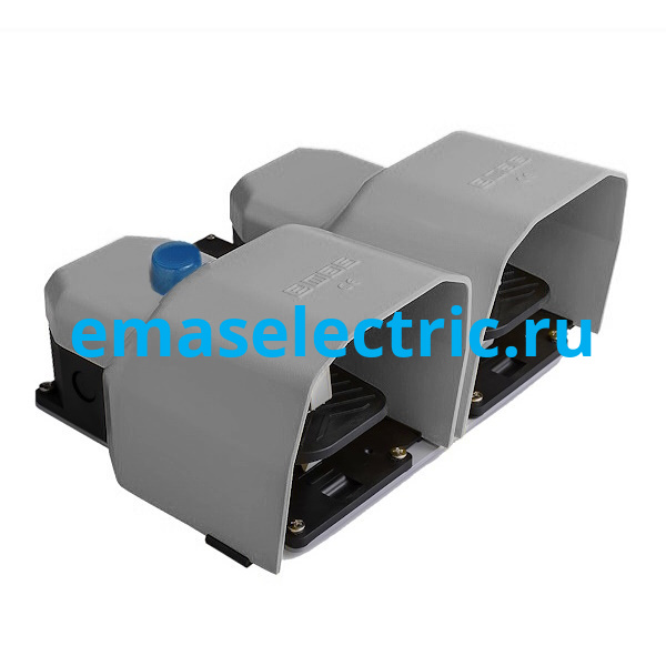 PDKA22BG330 Педаль двойная, (1НО+1НЗ) + (1НО+1НЗ)+2НЗ), 2 скорости, базовая со сбросом  с защитным кожухом (алюминий) серого цвета, основание для рукояти (250В AC, 4А), IP65