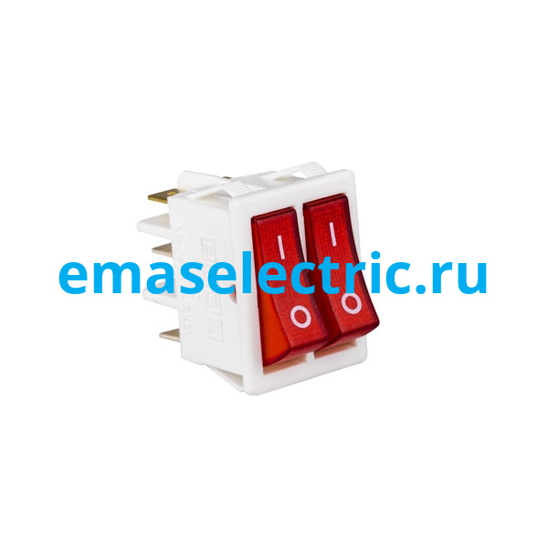 А12W1К11 Выключатель 30*22 мм. с двумя клавишами (0-1) красный с подсветкой (1НО+1НО)