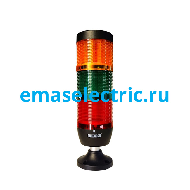 IK73L024XM02 Сигнальная колонна 70мм, одноцветная (красный, зеленый, желтый цвет), светодиод LED, алюм. патрубок 20мм. с основанием, 24В AC/DC, IP40