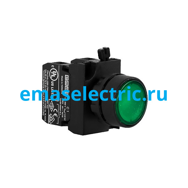 CP102DY Кнопка (1НО+1НЗ), зелёный цвет, серия CP (250В AC, 4А), IP65