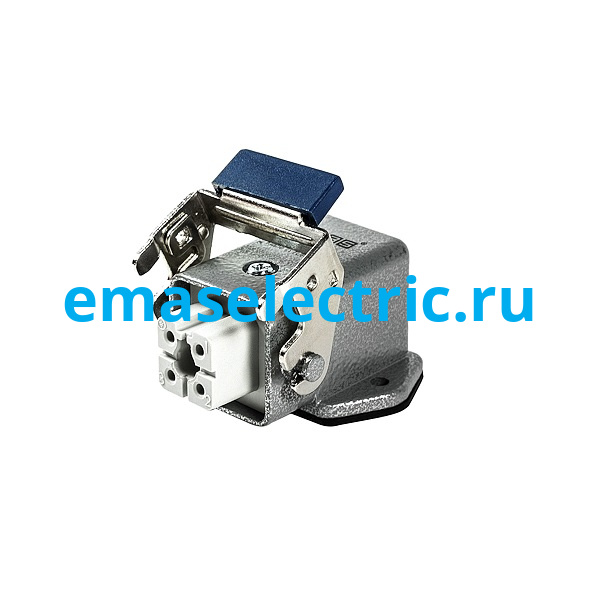 EBM04PE46 Угловой кожух с гнезом металлический, 4 полюса, 10A, нижний ввод (PG 11), фиксаторы металл, IP65