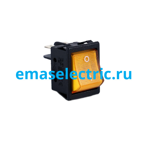 A14B1S11 Тумблер клавишный 30*22мм. (0-1) желтый с подсветкой (2НО)