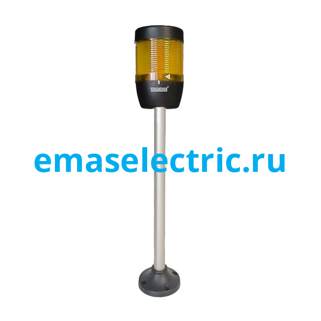 IK71L024XM05S Сигнальная колонна 70мм, одноцветная (желтая цвет), светодиод LED, алюм. патрубок 500мм. с основанием, 24В AC/DC, IP40