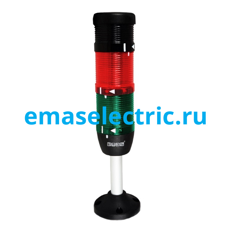 IK52F024ZM03 Сигнальная колонна 50мм, 2 цвета (красный, зелёный), с зуммером, стробоскоп FLESH, алюм. патрубок 100мм с основанием, 24В AC/DC
