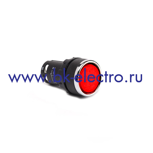 MB100FK Кнопка нажимная моноблочная, круглая Ø22мм. красная, с фиксацией (1НО) IP50 MB100FK Кнопка нажимная моноблочная, круглая Ø22мм. красная, с фиксацией (1НО) IP50