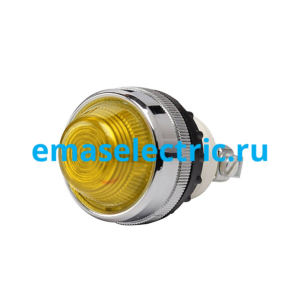 S220NS Сигнальная арматура 22мм, жёлтый цвет, лампа накаливания, коническая линза, 230В AC